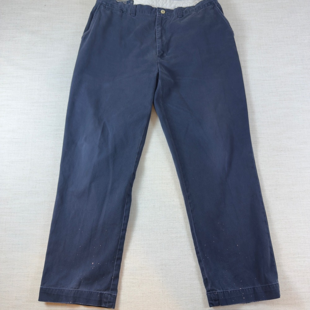 Polo Ralph Lauren Prospect Pant Mens 38x31 Navy Blue Cotton Chino Distressed